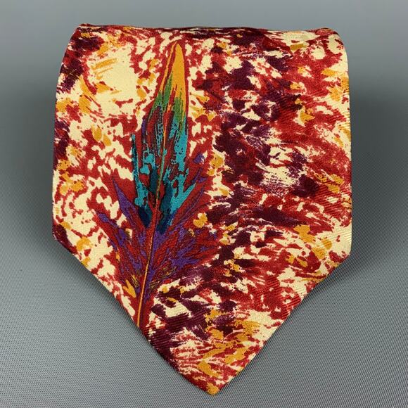 MONTANA Burgundy Feather Silk Tie - Picture 1 of 4